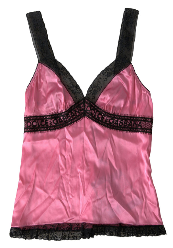 Dolce & Gabbana pink camisole with black lace trim