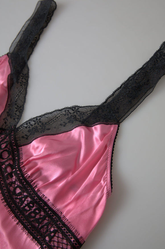 Close-up of pink camisole with lace straps