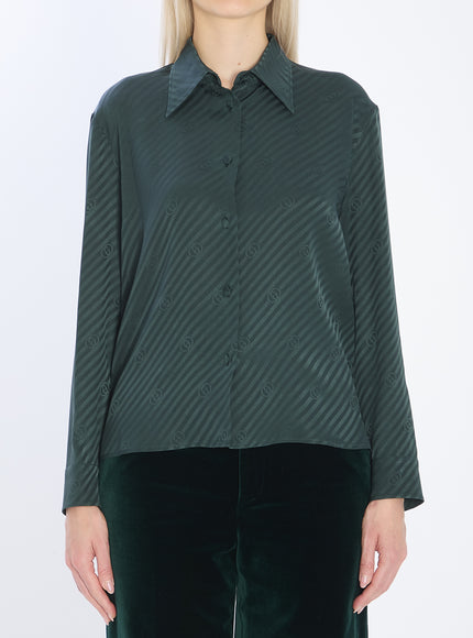 Gucci Gg Interlocking Jacquard Silk Shirt Green