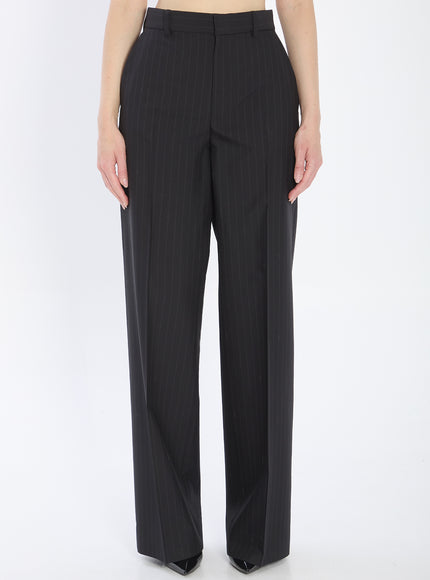 Gucci Pinstriped Wool Trousers Black