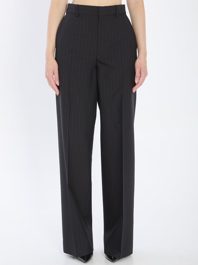 Gucci Pinstriped Wool Trousers Black