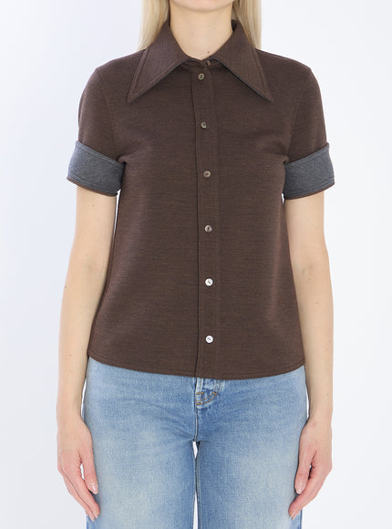 Gucci Cotton And Wool Jersey Shirt Brown
