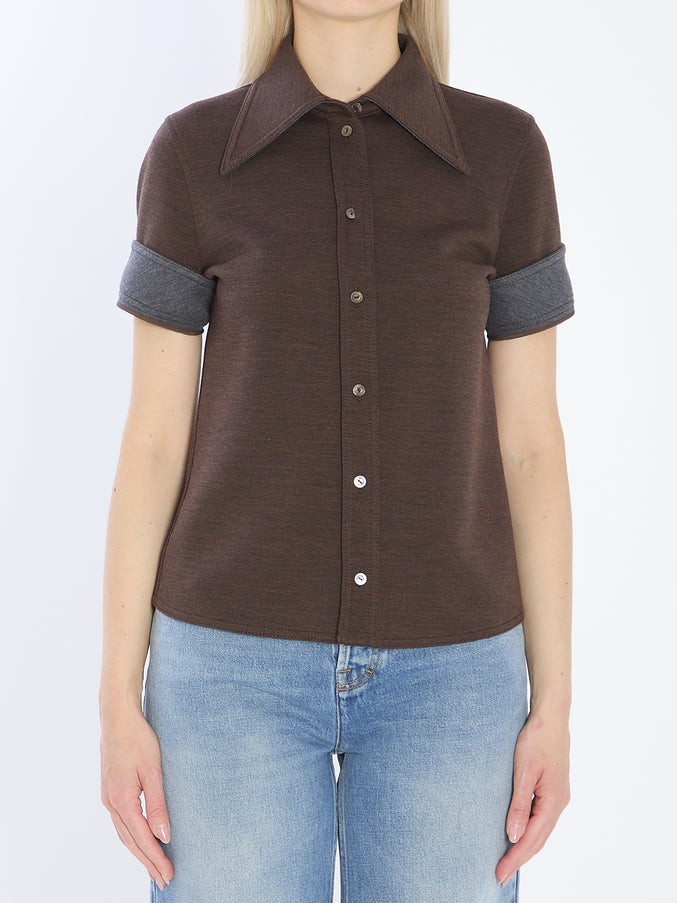 Gucci Cotton And Wool Jersey Shirt Brown