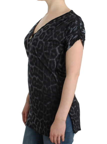 Cavalli Sultry Leopard V-Neck Modal Top