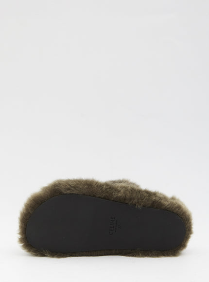 Celine Triomphe 05 Fur Shearling Slides