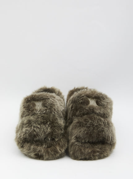 Celine Triomphe 05 Fur Shearling Slides