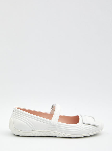 Roger Vivier Viv Low Mary Janes Ballerina White