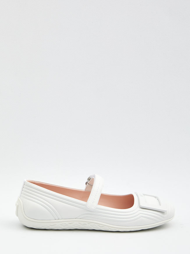 Roger Vivier Viv Low Mary Janes Ballerina White