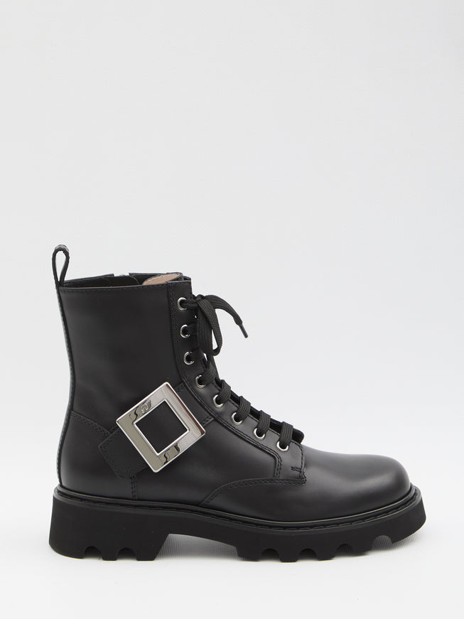 Roger Vivier Viv Rangers Combat Boots Black