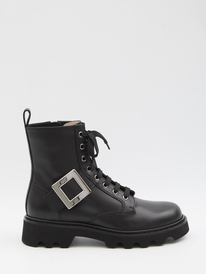 Roger Vivier Viv Rangers Combat Boots Black