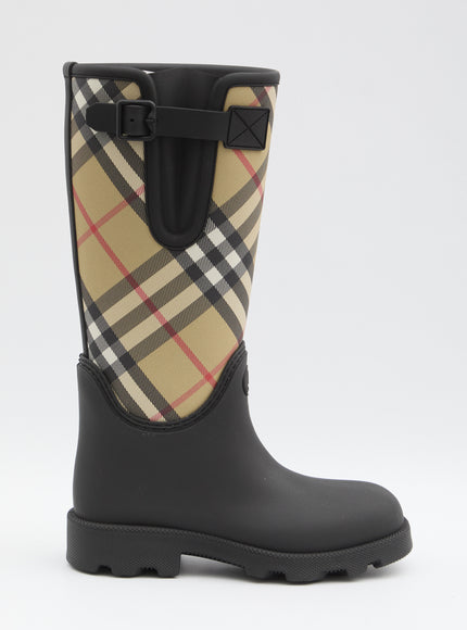 Burberry Check Rainboots Black