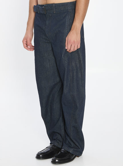 Lemaire Twisted Belted Pants In Denim
