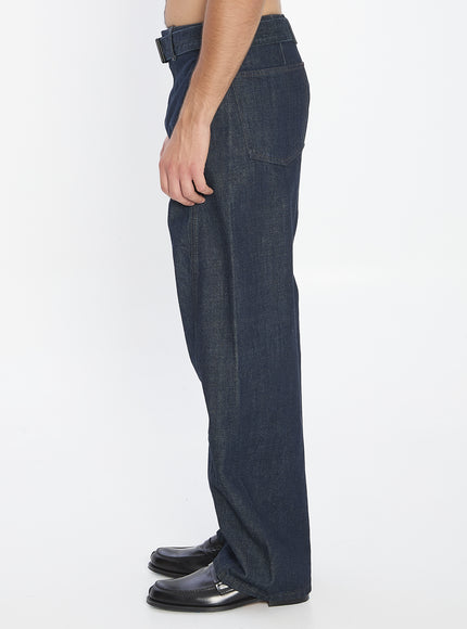 Lemaire Twisted Belted Pants In Denim