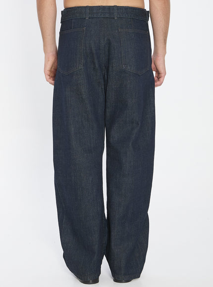 Lemaire Twisted Belted Pants In Denim