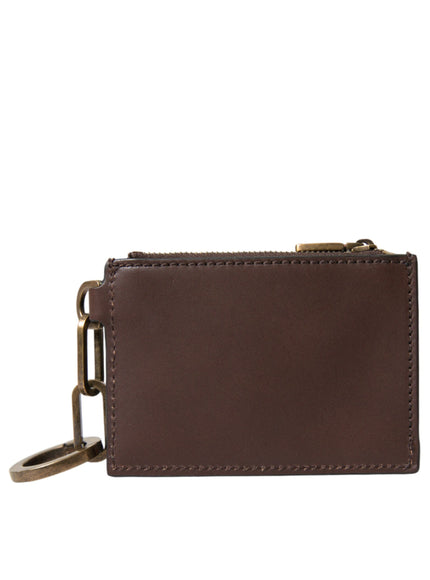 a brown leather wallet with a key chain