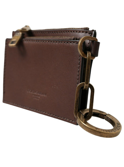 a brown leather wallet with a chain hanging from it