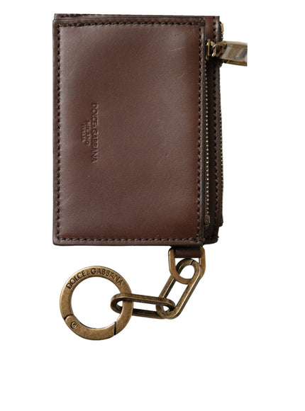 a brown leather wallet with a key chain