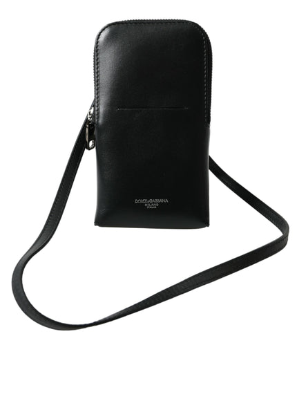 a black purse with a strap on a white background