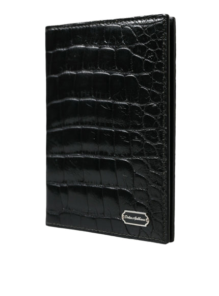 a black alligator skin wallet on a white background