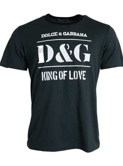 a black t - shirt with the words d & g king of love on it