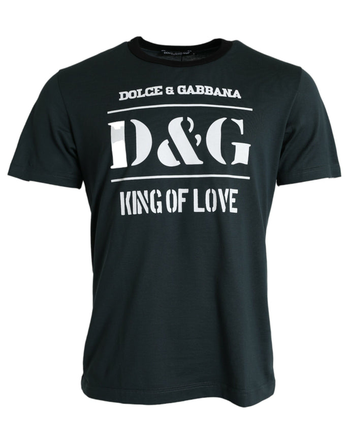 a black t - shirt with the words d & g king of love on it