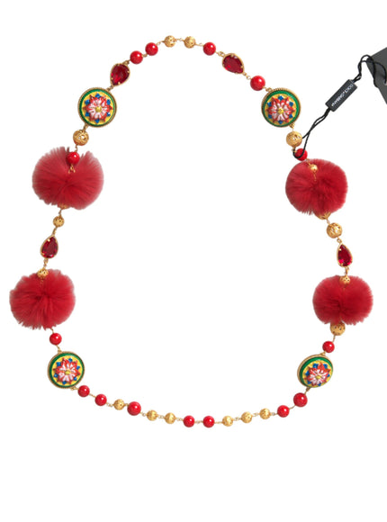 a necklace with red beads and red balls