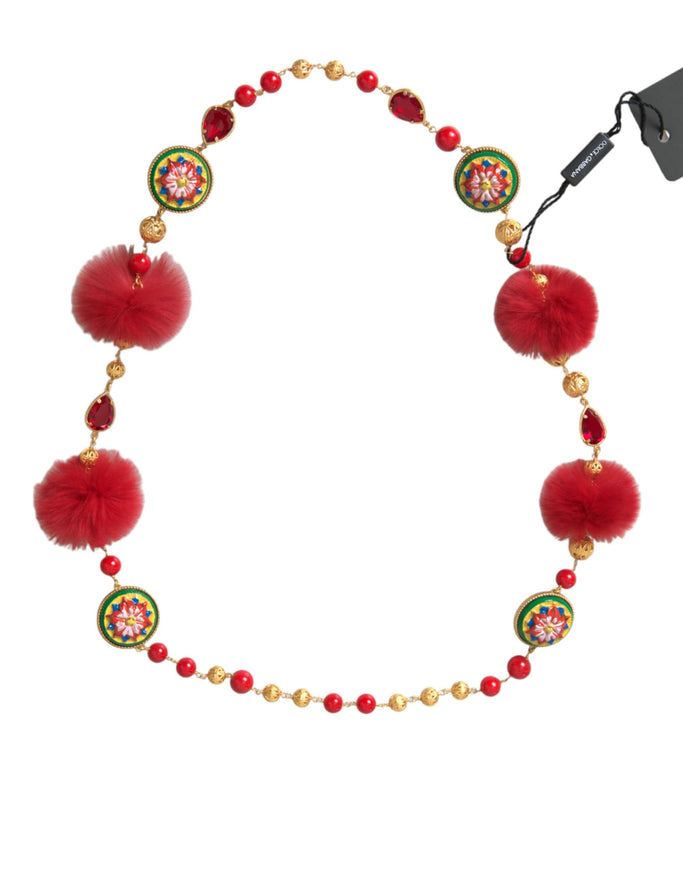 a necklace with red beads and red balls