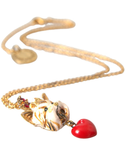 a necklace with a red heart on a white background