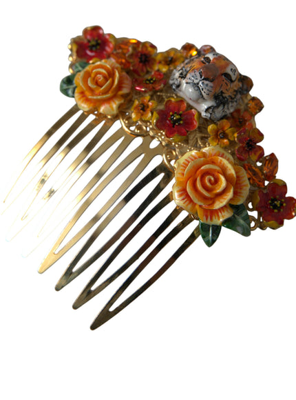 a close up of a hair comb with flowers on it