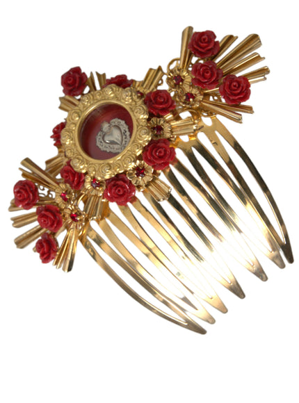 a close up of a hair comb with roses on it