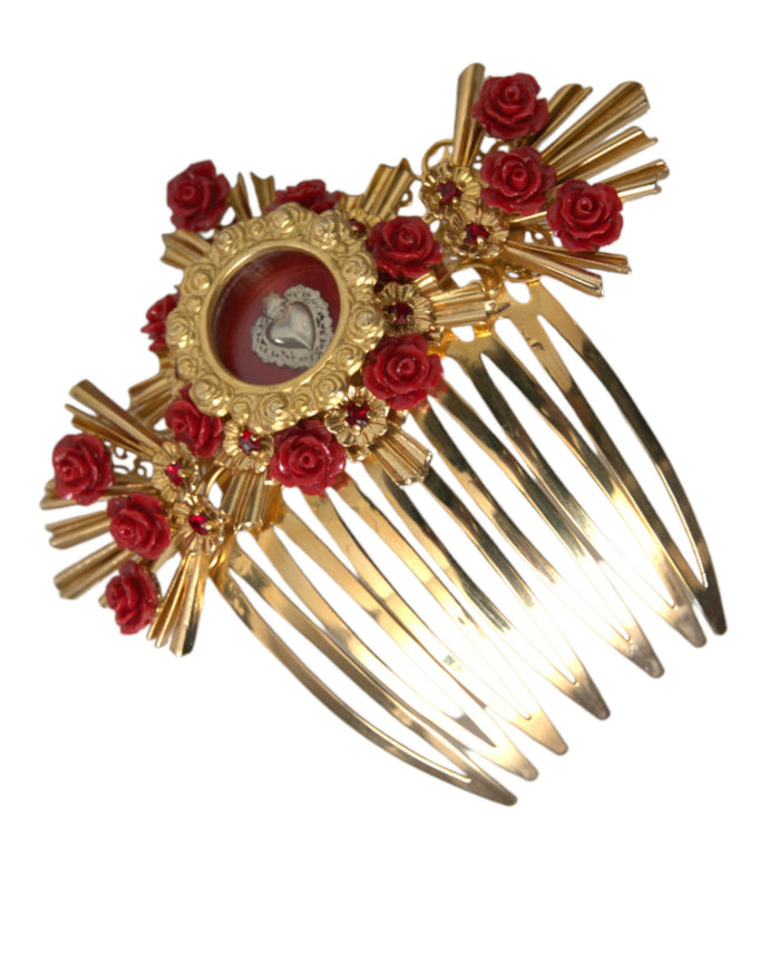 a close up of a hair comb with roses on it