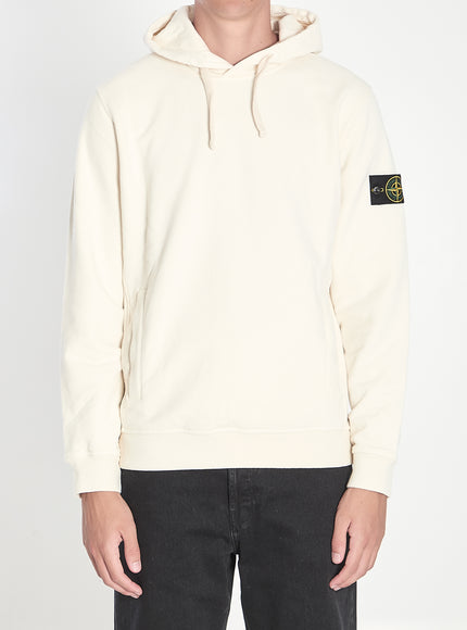 Stone Island Organic Cotton Hooded Sweatshirt White