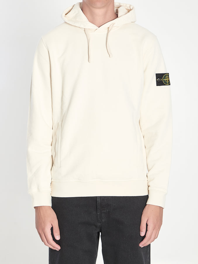 Stone Island Organic Cotton Hooded Sweatshirt White