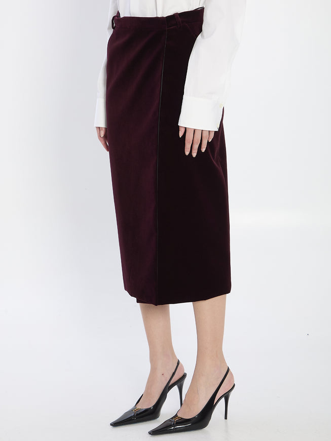 Saint Laurent Wrap Skirt In Velvet
