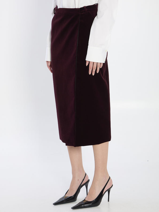 Saint Laurent Wrap Skirt In Velvet