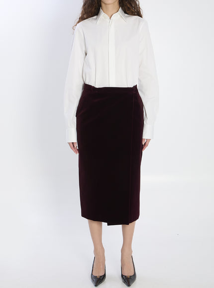 Saint Laurent Wrap Skirt In Velvet