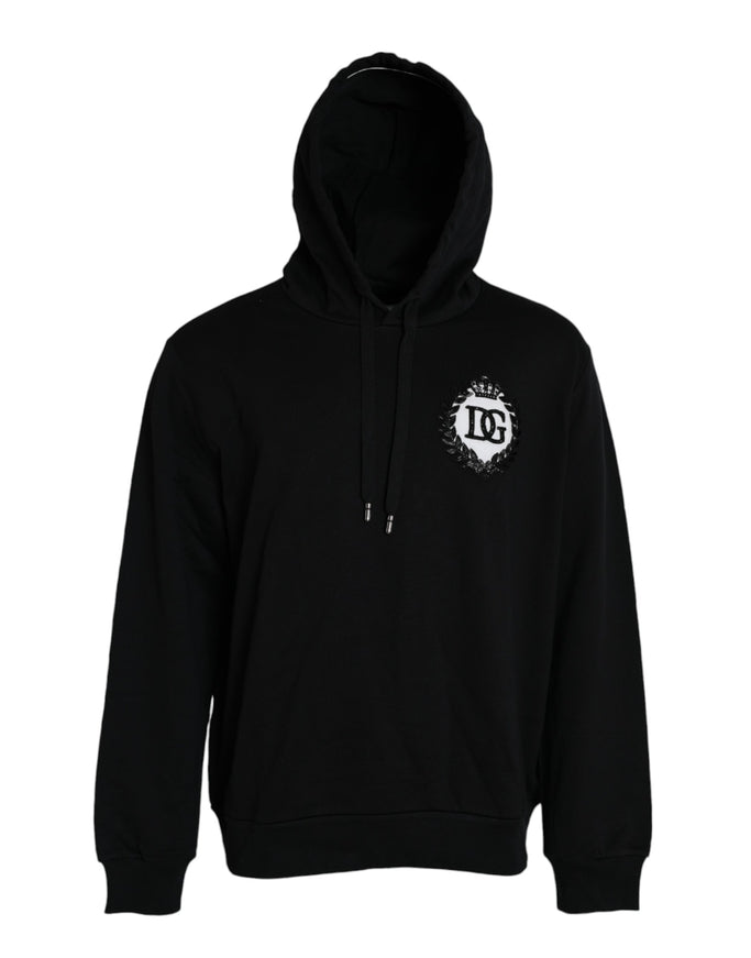 a black hoodie with a white logo on it