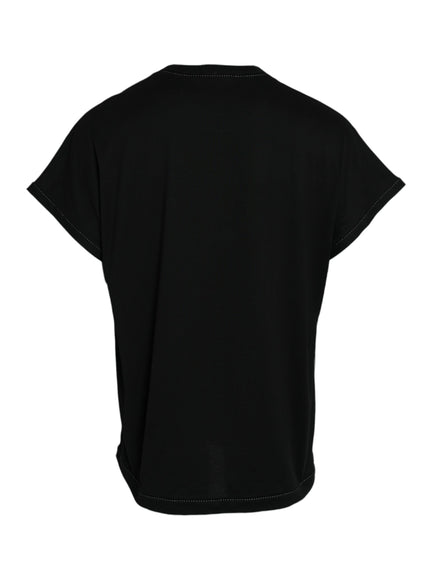 the back of a woman's black shirt