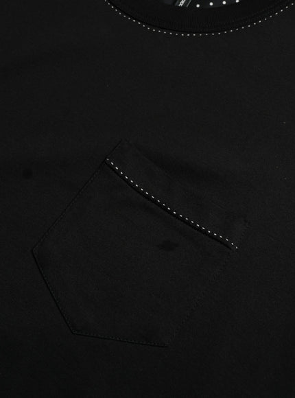 a close up of a black shirt with a pocket