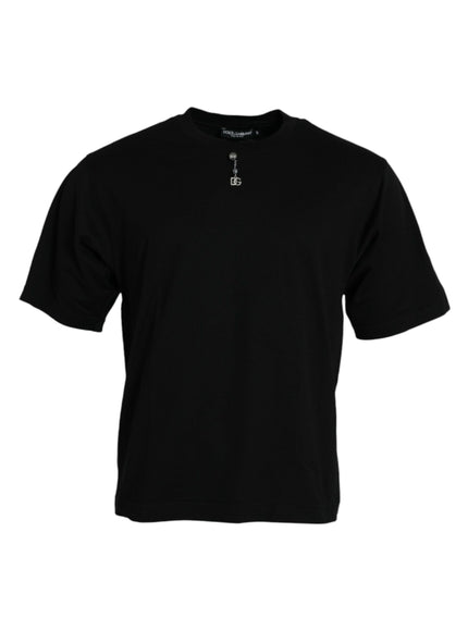 a black t - shirt with a cross on the chest