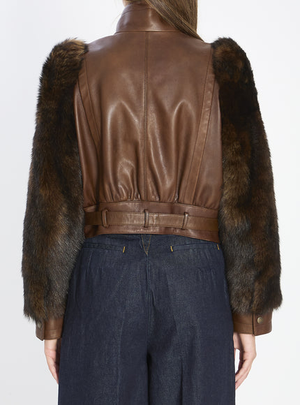 Chloe Short High-neck Leather Jacket