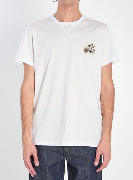 Moncler T-shirt With Double Logo Patches White