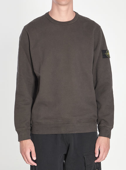Stone Island Fleece Sweatshirt In Organic Cotton Grey