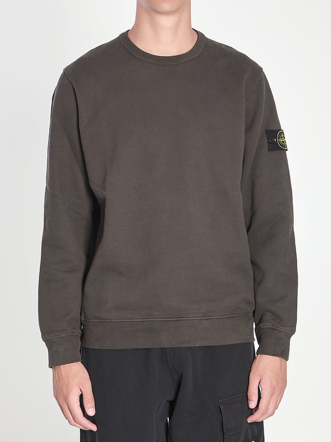 Stone Island Fleece Sweatshirt In Organic Cotton Grey