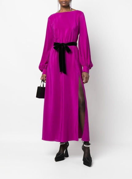 Gucci Purple Silk Belted Maxi Dress