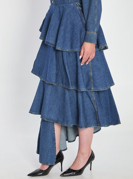 Alaia Spiral Skirt In Denim