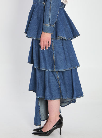 Alaia Spiral Skirt In Denim