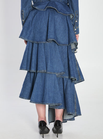 Alaia Spiral Skirt In Denim