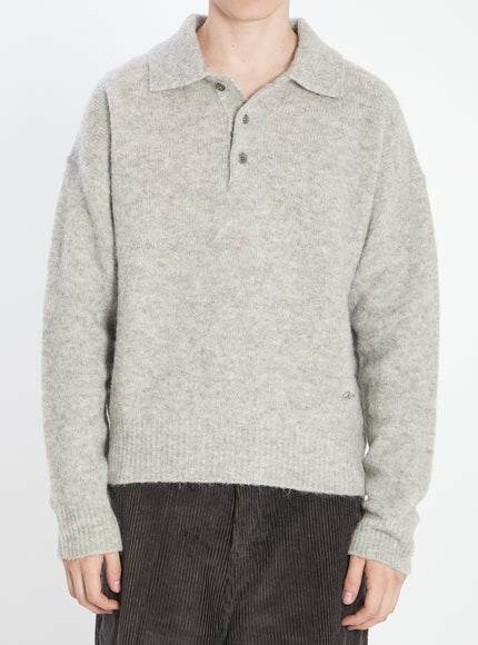 Ami Paris Polo In Alpaca And Wool Grey
