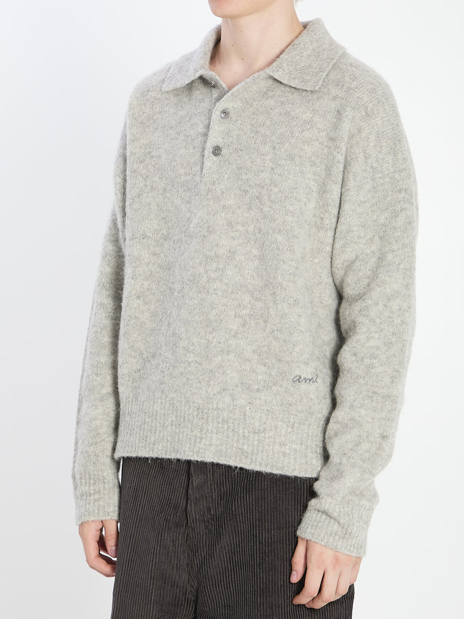Ami Paris Polo In Alpaca And Wool